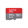 SanDisk SDSQUAC-512G-AN6MA Ultra Microsdhc Memory Card, 512GB, 150MB/S, C10, Uhs, U1, A1, Card W/ADAPTER