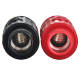1/4-GA to 1/8-GA Amp Input Reducers with Offset Stub and Silicone Cover - BLACK/RED - side view | Silarius