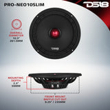 PRO 10' Slim Neodymium Mid-Range Loudspeaker with Bullet | 250W RMS 4-Ohm - detail view | Silarius