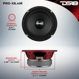 PRO-X 6.5" Mid-Range Loudspeaker 250 Watts Rms 4-Ohm