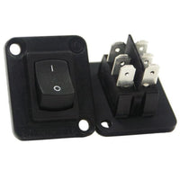 Switchcraft EHRRSLB EH Series Curved Rocker Switch, I/O, DPDT, Black Flange