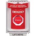 STI SS2032EM-EN Stopper Station, Key-to-Reset, Illuminated, Flush Mount, Indoor / Outdoor, EMERGENCY Label, English, Red