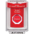 STI SS2038PX-EN Stopper Station Push Button with Universal Stopper Cover, Flush Mount, Pneumatic Illuminated, 'PUSH TO EXIT' Label, Red