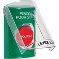STI SS2129PX-FR Indoor Only Flush / Surface Turn-to-Reset (Illuminated) Stopper Station, 'PUSH TO EXIT' Label French, Green