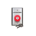 SDC 432KLDUR Exit Switch, 1-Gang, Latching/Key Reset DPST, Mushroom Head, LOCKDOWN Legend, Amp at 30 Volt DC, 2-7/8" Width 4-1/2" Height, Dull Stainless Steel