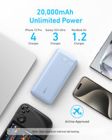 Anker Power Bank (20K, 87W, Built-In USB-C Cable) - detail view | Silarius