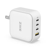 ZIKE Z310 100W GaN USB-C 4 Ports Wall Phone Charger - front view | Silarius