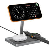 ZIKE Z557C 3-in-1 Qi2 & MFW Magnetic Wireless Charging Stand - side view | Silarius