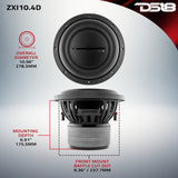 ZXI 10' High Excursion Subwoofer Quad Stacked Magnets | 800W RMS DVC 4-Ohm - detail view | Silarius