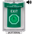 STI SS2147XT-EN Stopper Station Cover with Horn, Weather Resistant, Momentary Illuminated, Flush Mount, Indoor / Outdoor, EXIT Label English, Green Lens, Green