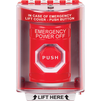 STI SS2075PO-EN Stopper Station, Indoor / Outdoor, Surface Mount, Momentary (Illuminated), 'EMERGENCY POWER OFF' Label,