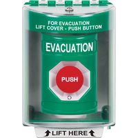 STI SS2171EV-EN Surface Turn-to-Reset Stopper Station with "EVACUATION" Label, Green