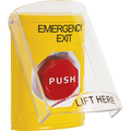 STI SS2222EX-EN Stopper Station Key-to-Reset Illuminated Emergency Exit Push Button with Protective Shield, Yellow