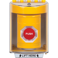 STI SS2274NT-EN Momentary Stopper Station, Indoor / Outdoor, Surface, No Text Label, English, Yellow