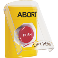 STI SS2221AB-EN Stopper Station, Indoor Only, Flush or Surface Mount, Turn-to-Reset, 'ABORT' Label, Yellow