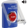 STI SS24A1HV-EN Stopper Station with Horn, Indoor Only, Flush or Surface Mount, Turn-to-Reset, 'HVAC SHUT DOWN' Label, Blue