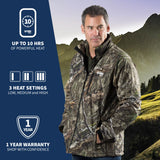 Sahara Men's Heated Hunting Jacket - Mossy Oak Camo - detail view | Silarius