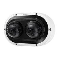 Hanwha PNM-12082RVD 6MP 2-Sensor Outdoor Multidirectional Vandal Rated IR WDR IP Dome Camera, 3.4-6.8mm Lens, White