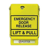 Potter RMS-2T-LP-KO Manual Pull Station Dual Contact, Key Operated, Black Text, Yellow