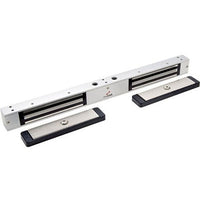 DynaLock 2522-DSM2 2522DSM2 2500 Series 650 lb Mini-Mag Double Electromagnetic Lock for Outswing Door with Door Status Switch, Satin Aluminum
