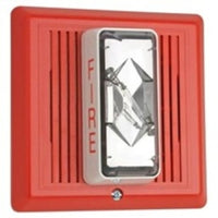 Edwards Signaling 2400 Series Temporal Horn, 5.5"W 5.5"L 2.375"H, 24VDC, 95dB at 1m, 110 cd rating, -31 to 150 operating temp, red housing