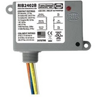 Functional Devices RIB2402B Power Relay, 20A SPDT, 24V AC-DC-208-277V AC Coil, NEMA Housing