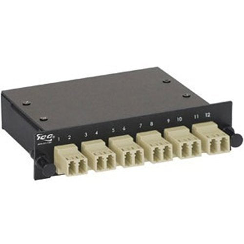 ICC ICFC12MLD6 Classic LC-MPO 12-Fiber OM1 Fiber Optic LGX Compatible Cassette with Multimode Adapters, Beige Black