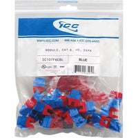 ICC IC107F6CBL CAT6 RJ45 Keystone Jack, HD Style, 25-Pack, Blue