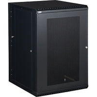 18U LINIER Swing-Out Wall Mount Cabinet with Vented Door, Black