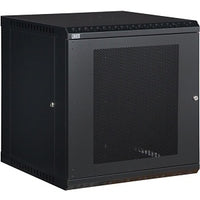 12U LINIER Fixed Wall Mount Cabinet with Vented Door, Black