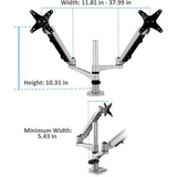 ViewSonic LCD-DMA-002 Spring-Loaded Monitor Desk Mounting Arm for 2 Monitors up to 27 Inches Each, VESA Compatible, Full Ergonomic Adjustability