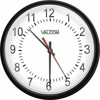 Valcom V-AW16B 16" Wireless Analog Clock, Battery Operated, Black