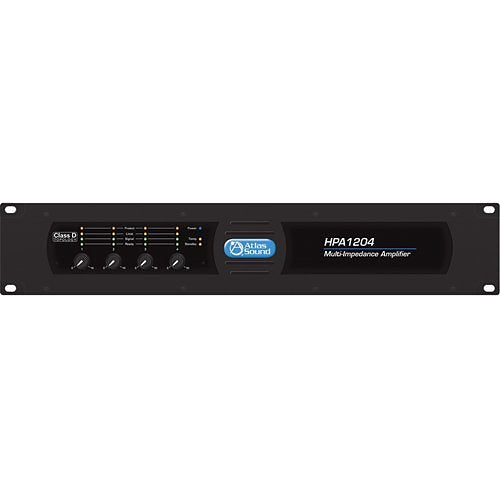AtlasIED HPA1204 4-Channel, 1200W Commercial Amplifier, Black