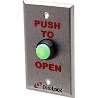 DynaLock 6176-US32D 6176 6170 Series Weatherproof Push Buttons, Faceplate Silkscreened "Push to Open", Illuminated