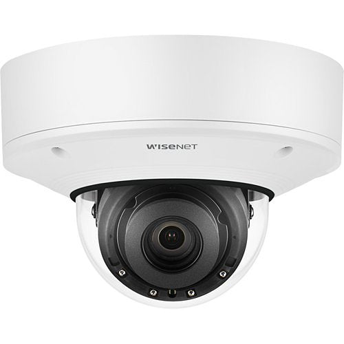 Hanwha XNV-8081RE X-Series 5MP IR Outdoor Vandal Dome Camera with PoE Extender, 3.6-9.4mm Varifocal Lens, White