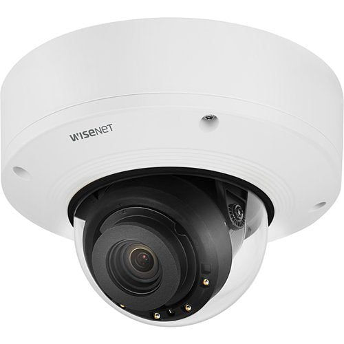 Hanwha XNV-8081RE X-Series 5MP IR Outdoor Vandal Dome Camera with PoE Extender, 3.6-9.4mm Varifocal Lens, White