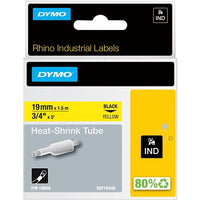 DYMO 18058 Rhino Heat Shrink Tubing, 19mm, Yellow, Black Text - DYMO