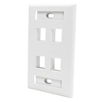 Dynacom 10600-P4-WH Wall Plate, Classic Wall Plate Single-Gang, 4-Port, White