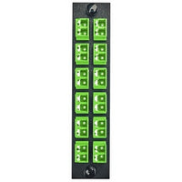 Hubbell FSPLCDM12GN Fiber Optic Patch Panel with 24 Ports and 12 LC Duplex Connections, Push-Buzz Green Notification System