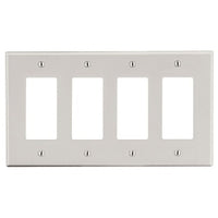 Hubbell P264LA 4-Gang Decora Wall Plate, Light Almond