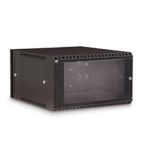 LINIER 6U Swing-Out Wall Mount Cabinet with Glass Door, Black