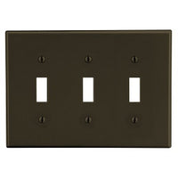 Hubbell P3 Wallplate, 3-Gang, 3-Toggle, Brown