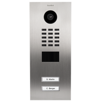 DoorBird 429682126 D2202V Flush-Mount IP Video Intercom with 2-Call Button, Stainless Steel, Powder-Coated Semi-Gloss, Orange Brown (RAL 8023)
