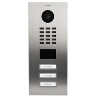 DoorBird 429682980 D2203V Flush-Mount IP Video Intercom with 3-Call Button, Stainless Steel, Powder-Coated Semi-Gloss, Yellow Green (RAL 6018)