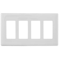 Hubbell NPS264W 4-Gang Decorator Snap-On Wallplate, White