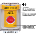 STI SS2242ZA-FR Key-to-Reset Stopper Station with Horn, Indoor / Outdoor, Flush Mount, Custom Text Label in French, Yellow