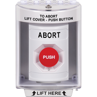 STI SS2371AB-EN Stopper Station, Indoor / Outdoor, Surface Mount, Turn-to-Reset, 'ABORT' Label, White
