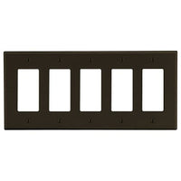 Hubbell P265 5-Gang Five Decorator Wall Plate, Brown