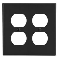Hubbell PJ82BK 2-Gang Duplex Wall Plate, Black