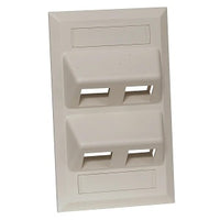 Hubbell AFP14E Single-Gang Keystone Wallplate, Angled, 4-Port, Electric Ivory